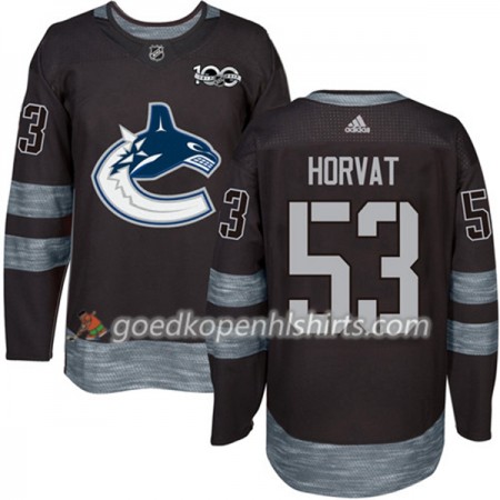 Vancouver Canucks Bo Horvat 53 1917-2017 100th Anniversary Adidas Zwart Authentic Shirt - Mannen